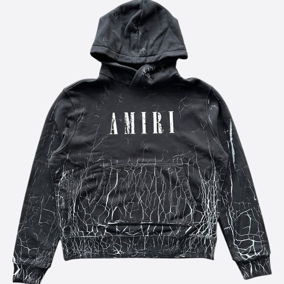 Amiri Black & White Cracked Core Logo Hoodie - Picture 1 of 4